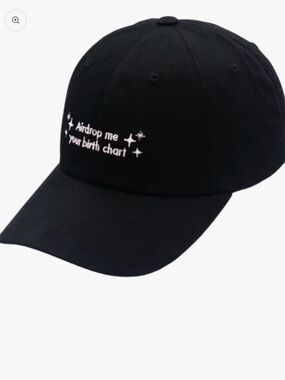 Black Hat with "Airdrop me your birth chart" Embroidery